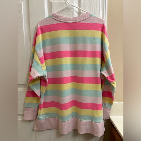 Cabana Crown and Ivy Neon Pastel Striped Crewneck Pullover Oversized Sweater M - Picture 6 of 6